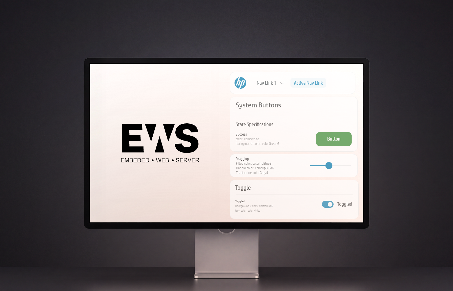 EWS Design Language displayed on a desktop monitor