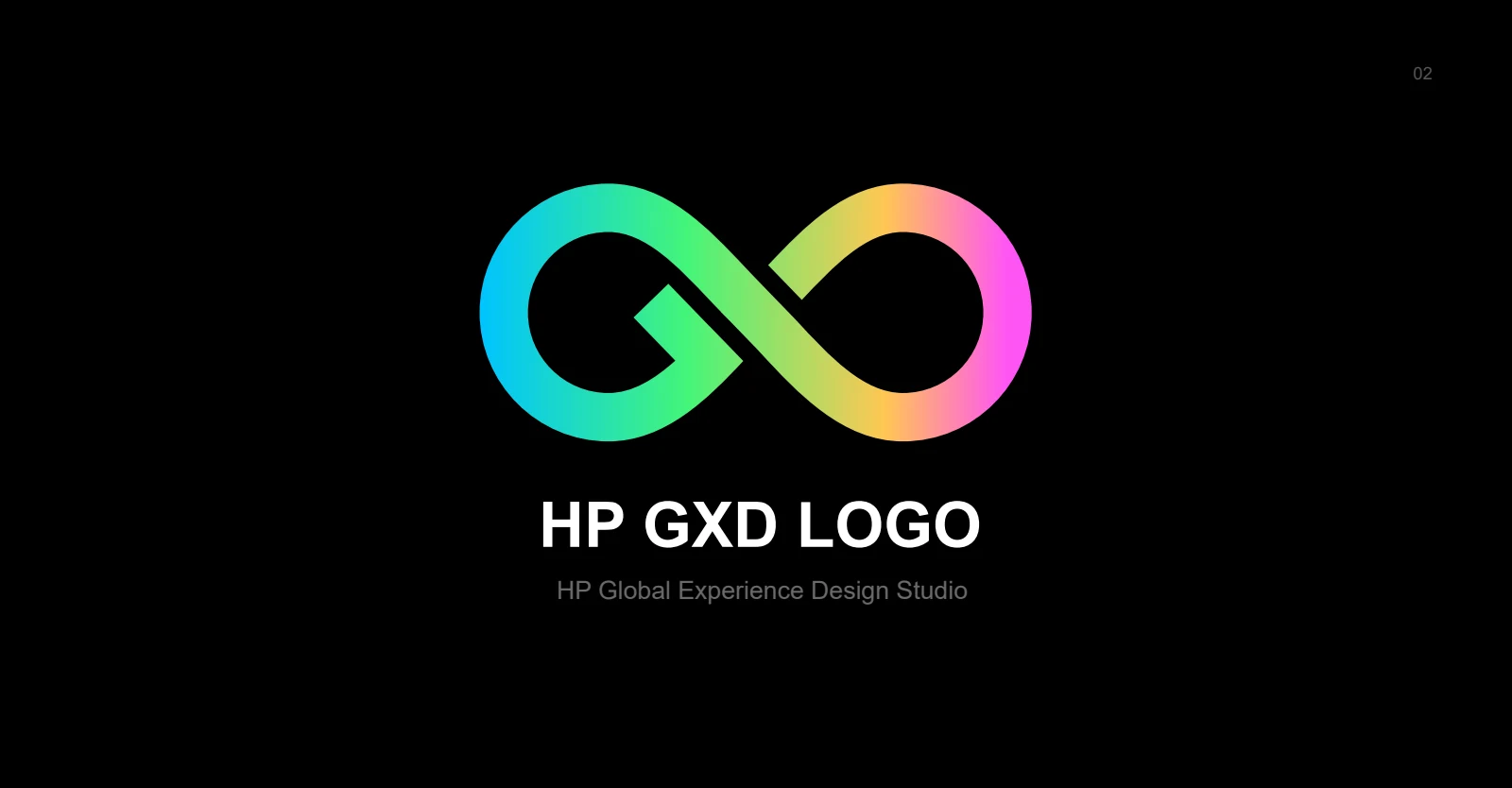 Colorful interlocking GXD logo for HP Global Experience Design Studio