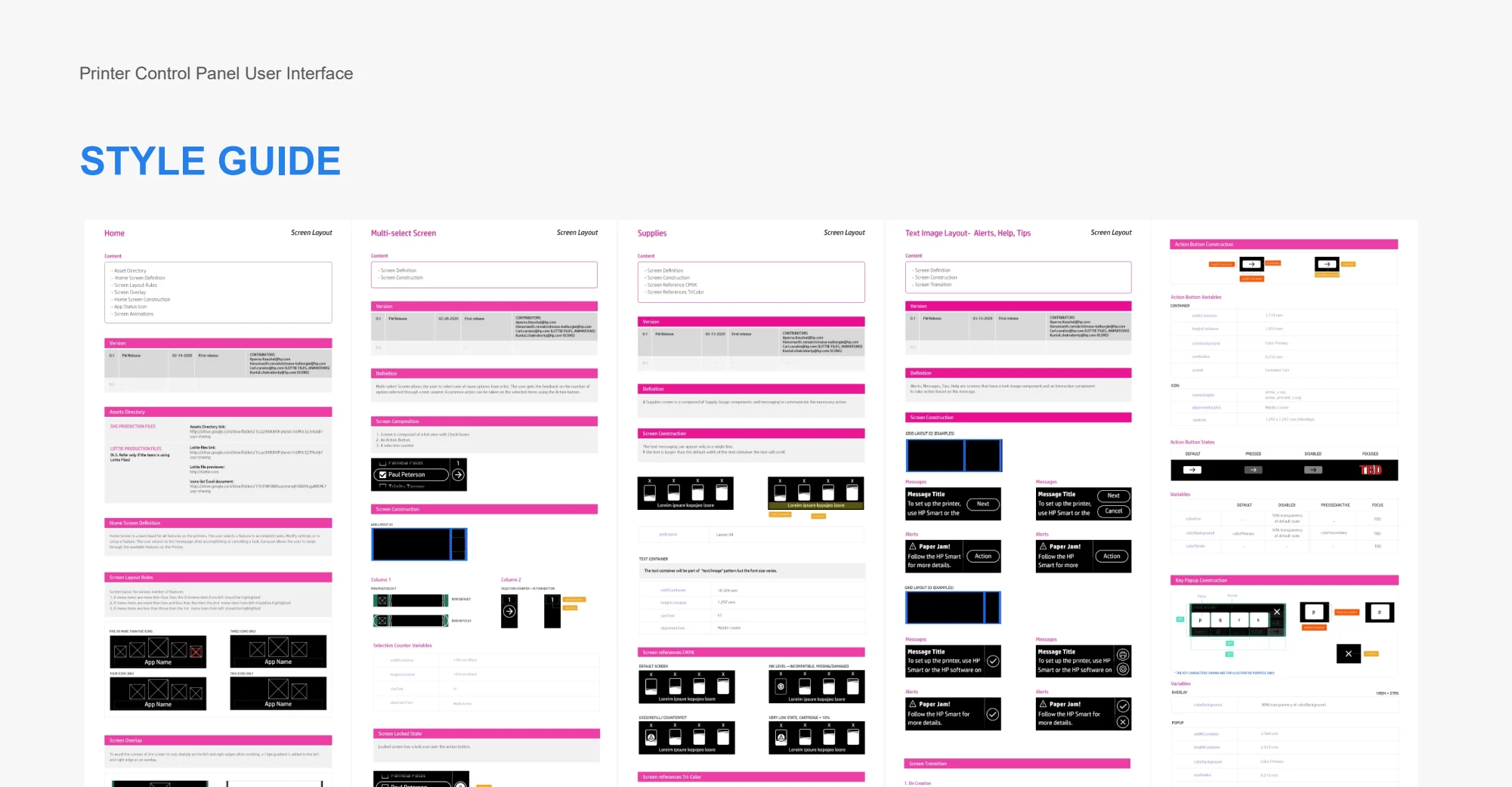 Style guide — original magic touch panel project material