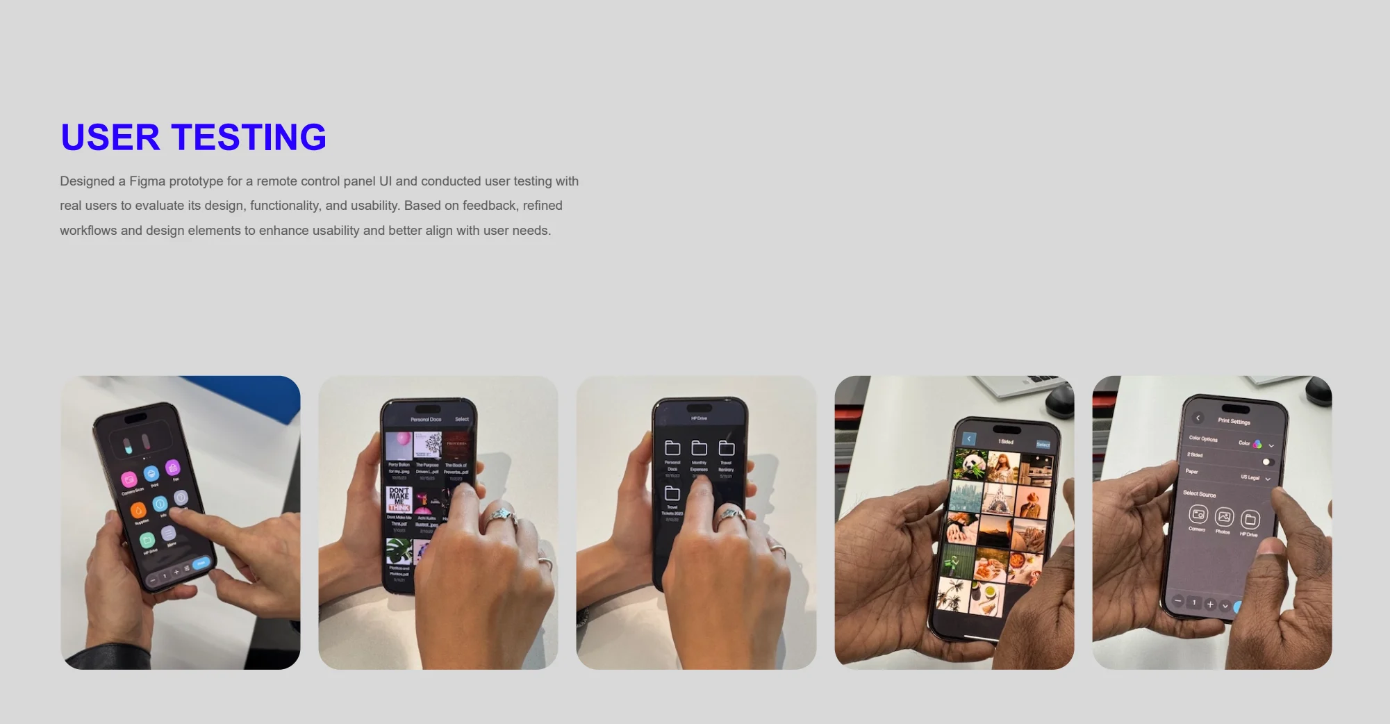 User testing — original remote control ui project material