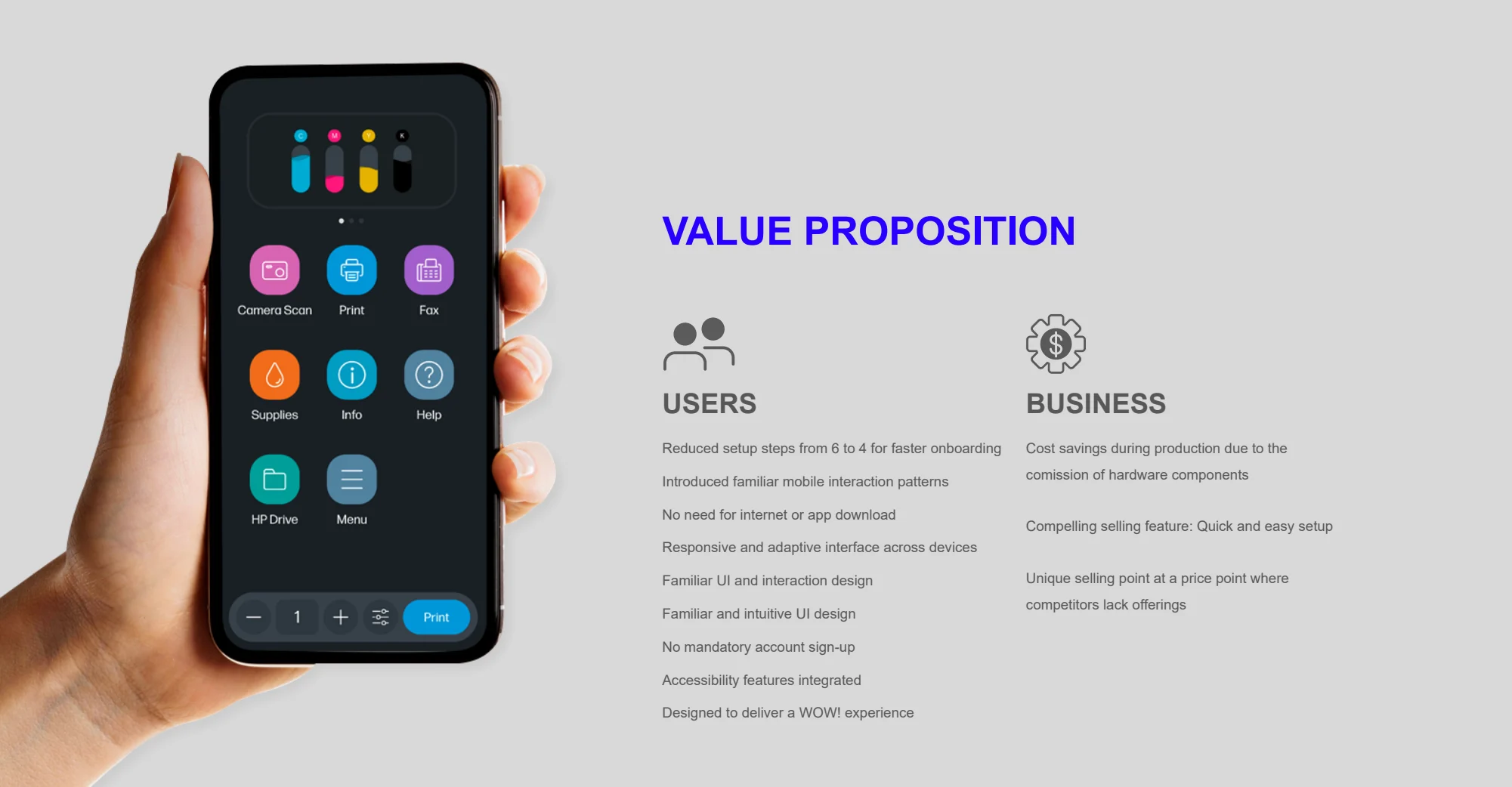 Value proposition — original remote control ui project material