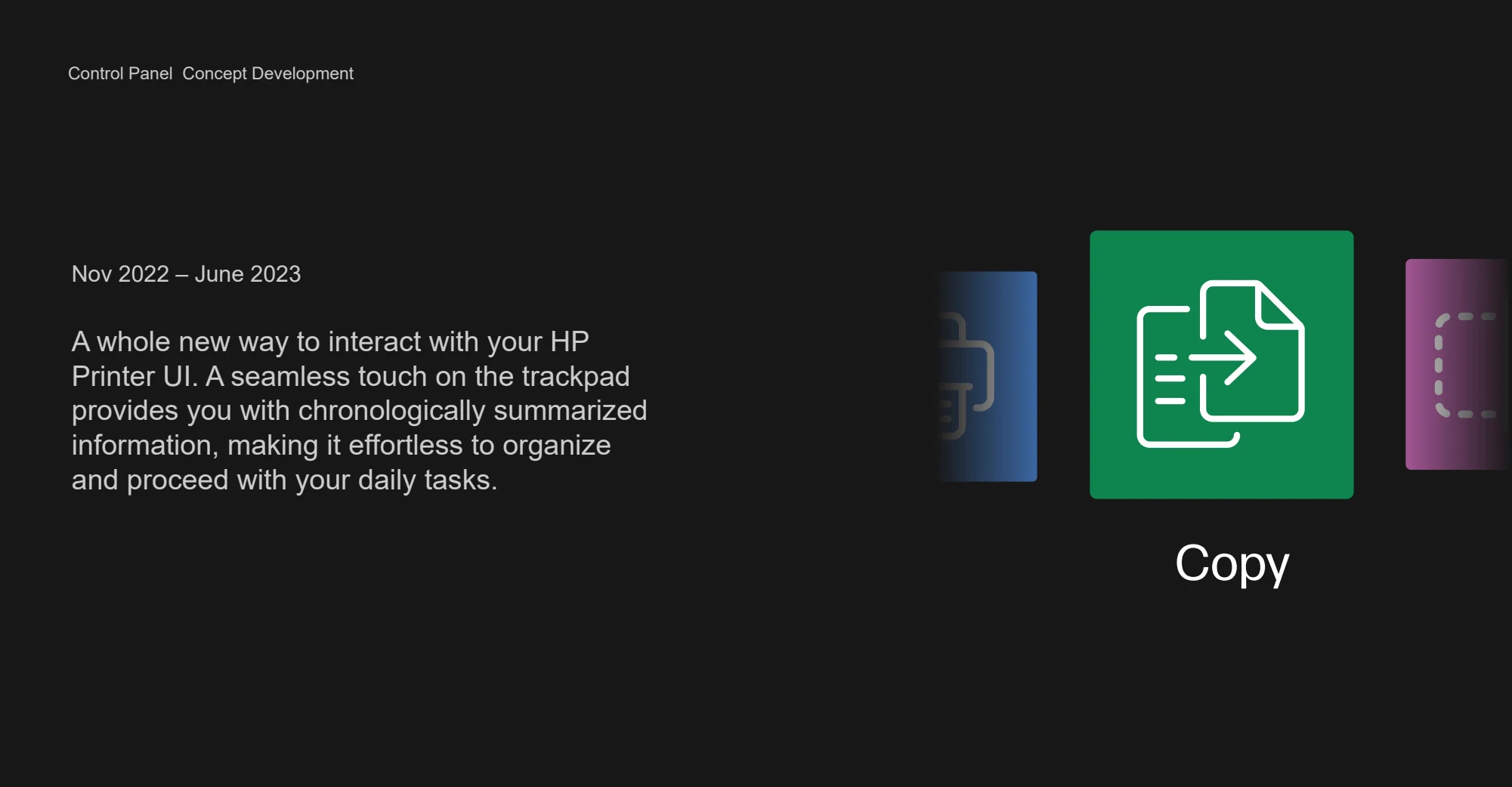 Interaction concept — original smart control panel project material
