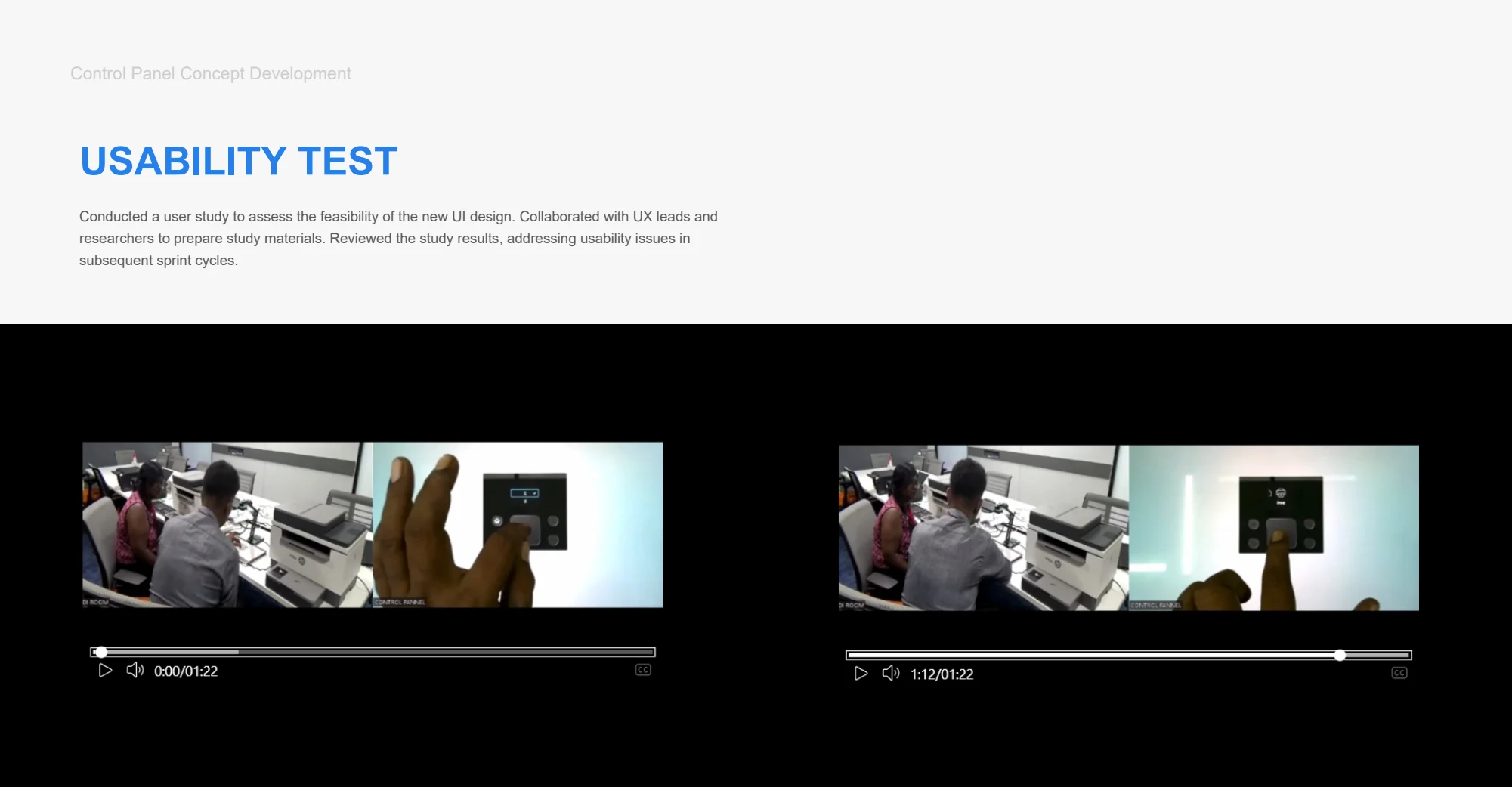 Usability testing — original smart control panel project material
